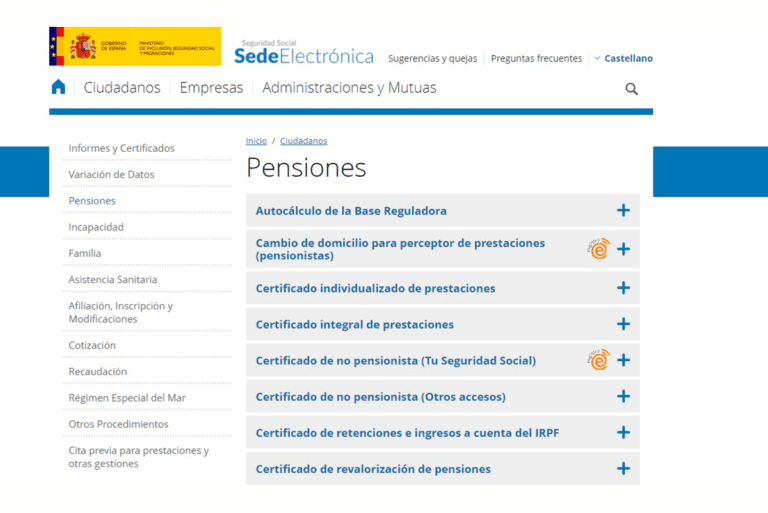 Cómo pedir un certificado de pensiones